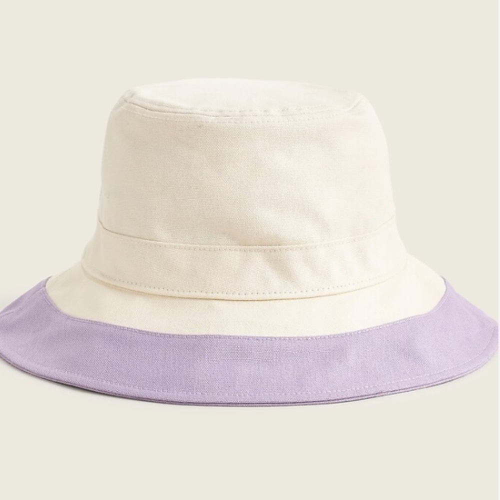 J.Crew Womens Wide Brim Bucket Hat In Colorblock Purple Sz.M-L New Without Tags